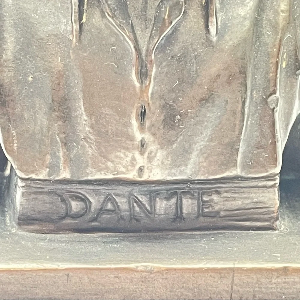 Vintage Antique Sculpture Dante Bronze Bookends - Picture 10 of 12